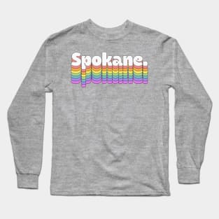 Spokane \\// Retro Typography Design Long Sleeve T-Shirt